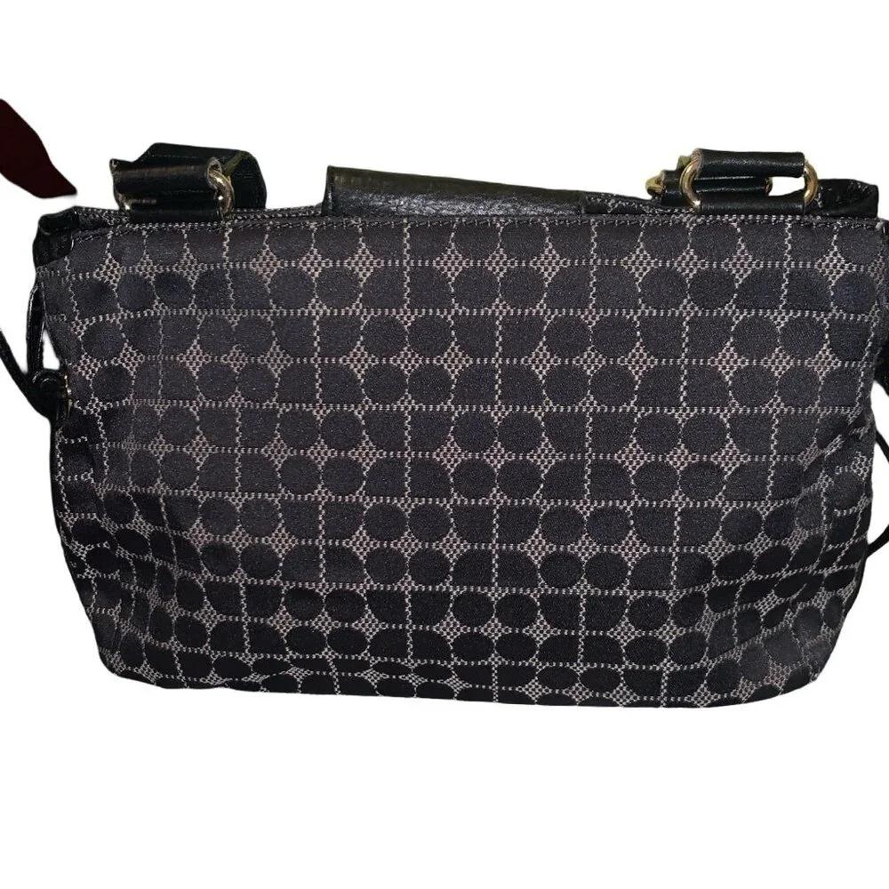 Vintage Y2K Kate Spade Black Canvas/black Leather Shoulder Bag Purple Yellow